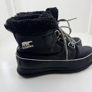 Sorel Explorer Carnival Womens 9.5 Black Waterproof Winter Snow Boots NL3040-010